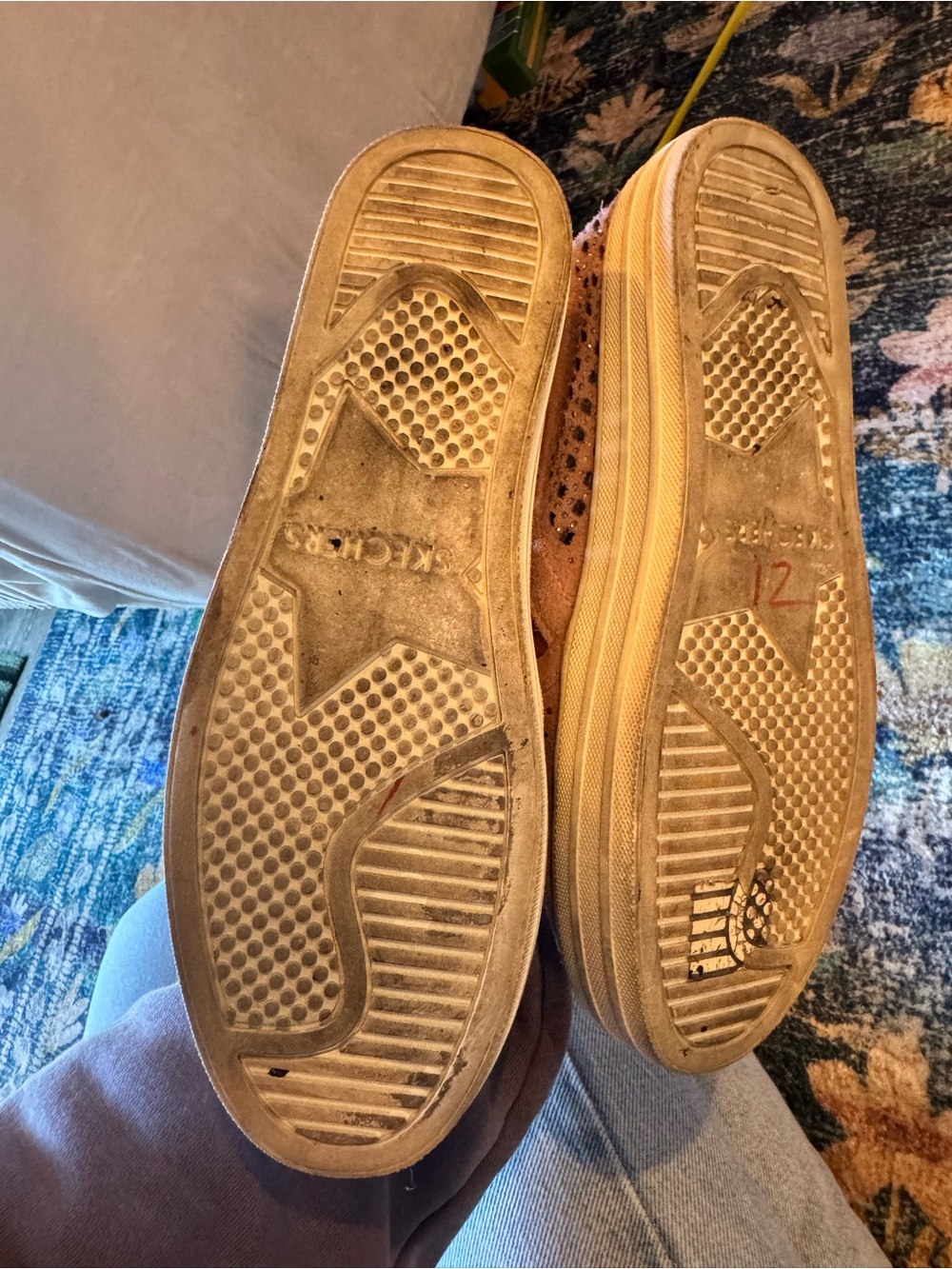 Skechers Slip-On Perforated Sparkle Flats in Blush Pink - Picture 6 of 7